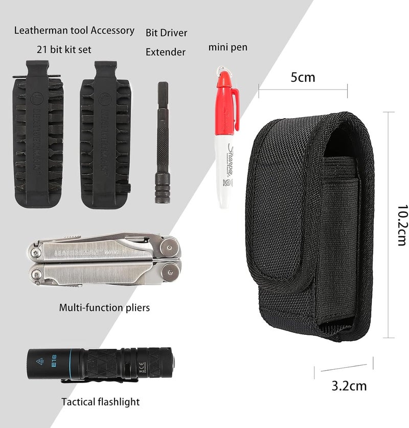 QEES Multitool Sheath,EDC Pouch,Multi Tool Holster for Belt,EDC Belt Organizer for Pen/Flashlight/Folding Knife,Tactical Tool Pouch Accessories,Knife Sheath for Wave Surge Raptor Case,Belt Pouch for Men - Image 3